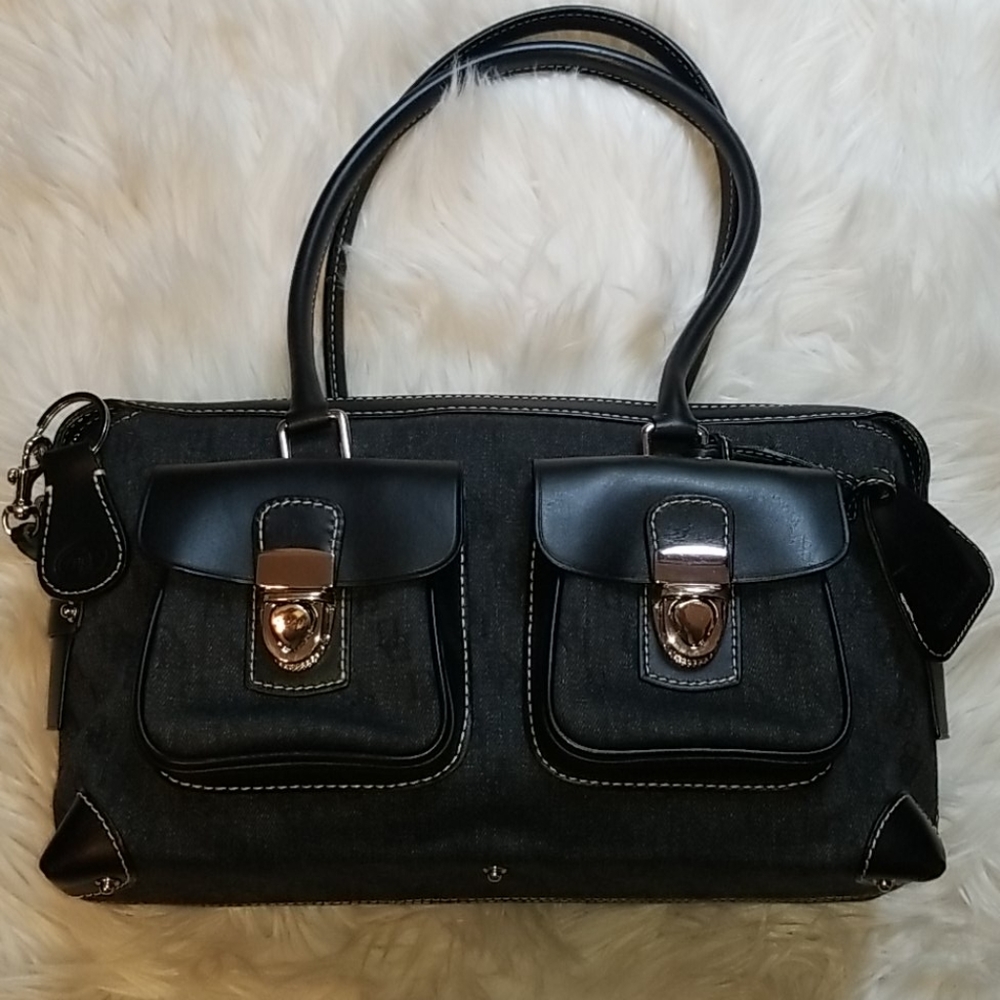 Dooney and Bourke Denim and Leather Handbag Purse